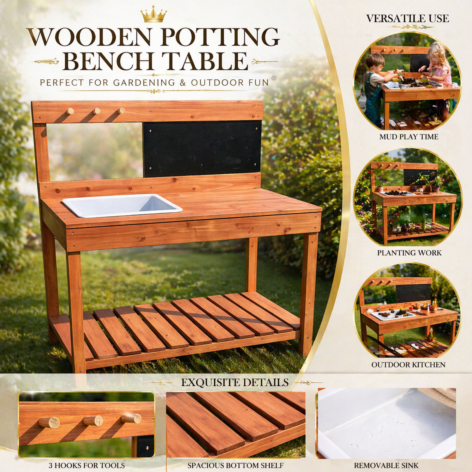 Ahşap Saksı Masaları Çocuklar  - Gardening Tools Wooden incelemesi ve fiyatı